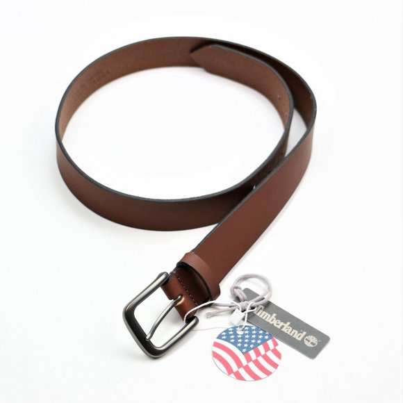 Timberland Size 32 Men's Classic Leather Belt Made in USA Brown New - Picture 8 of 9